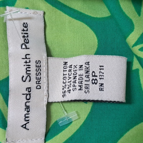 Amanda Smith 2 Tone Green Tropical Sleeveless Dress. Size 8 Petite NWT - Picture 8 of 8